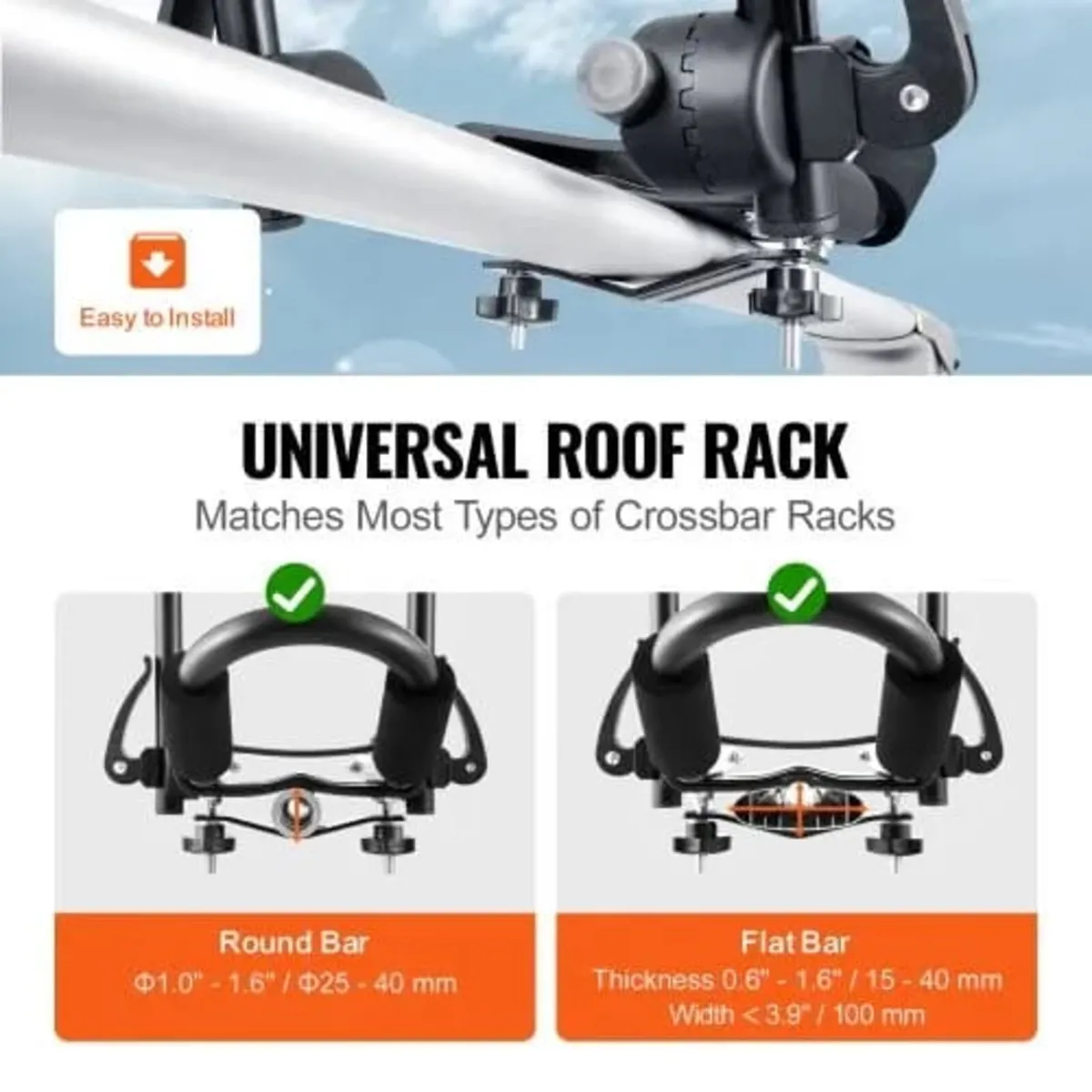 Kayak Roof Rack 2 Pairs J-Bar, Soft Roof Rack Quic - Image 2