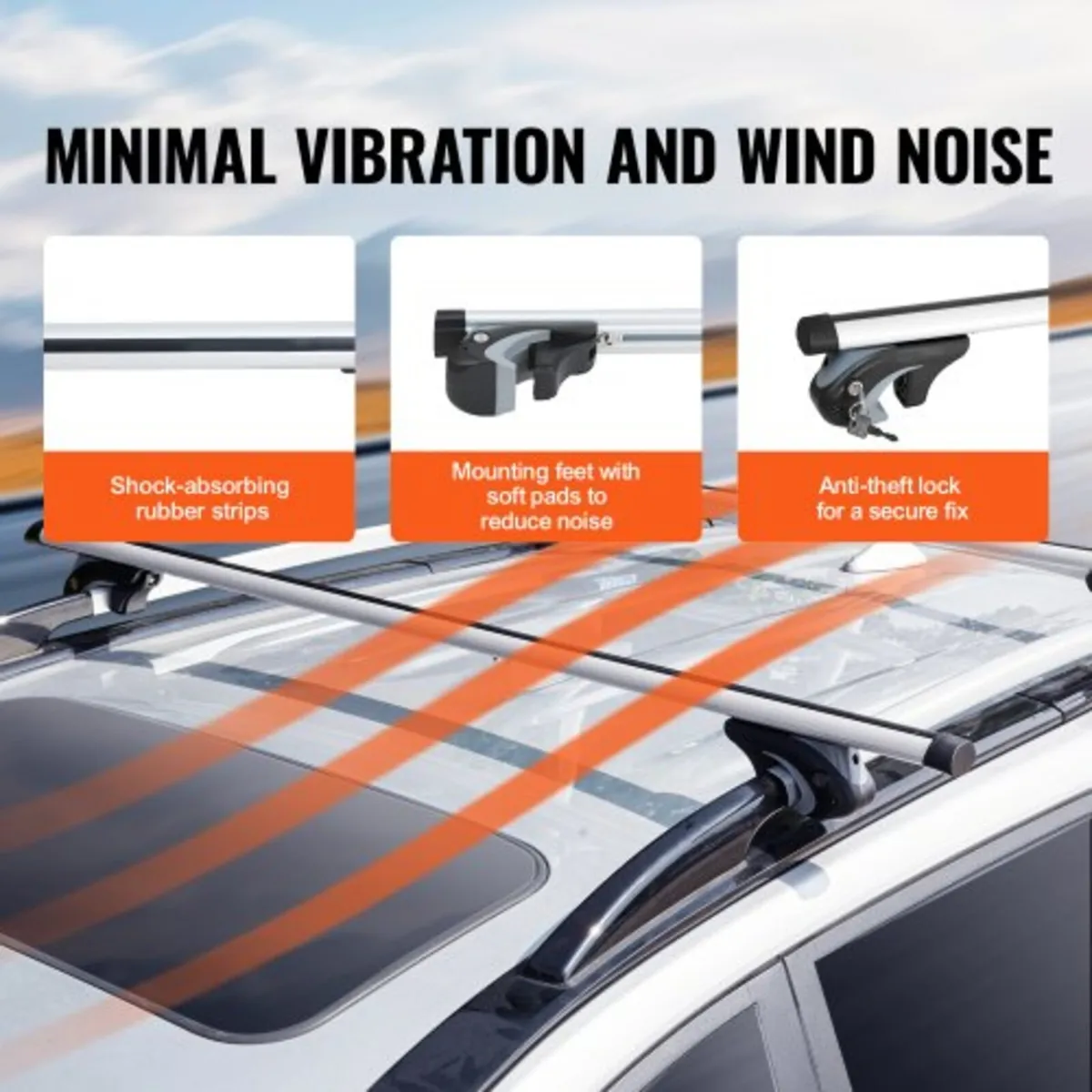 Universal Roof Rack Cross Bars, 137.2cm Aluminum R - Image 2