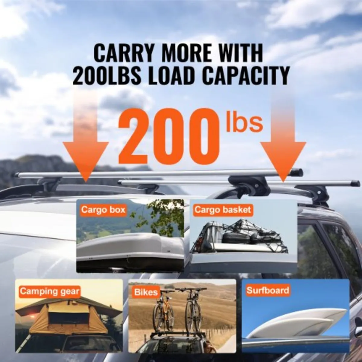 Universal Roof Rack Cross Bars, 137.2cm Aluminum R - Image 4
