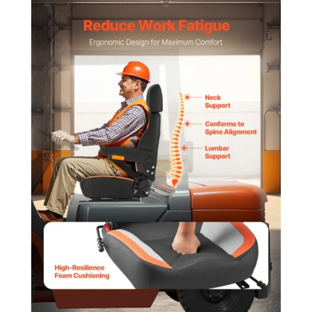Universal Forklift Seat, Tractor Seat with Adjusta - Image 3