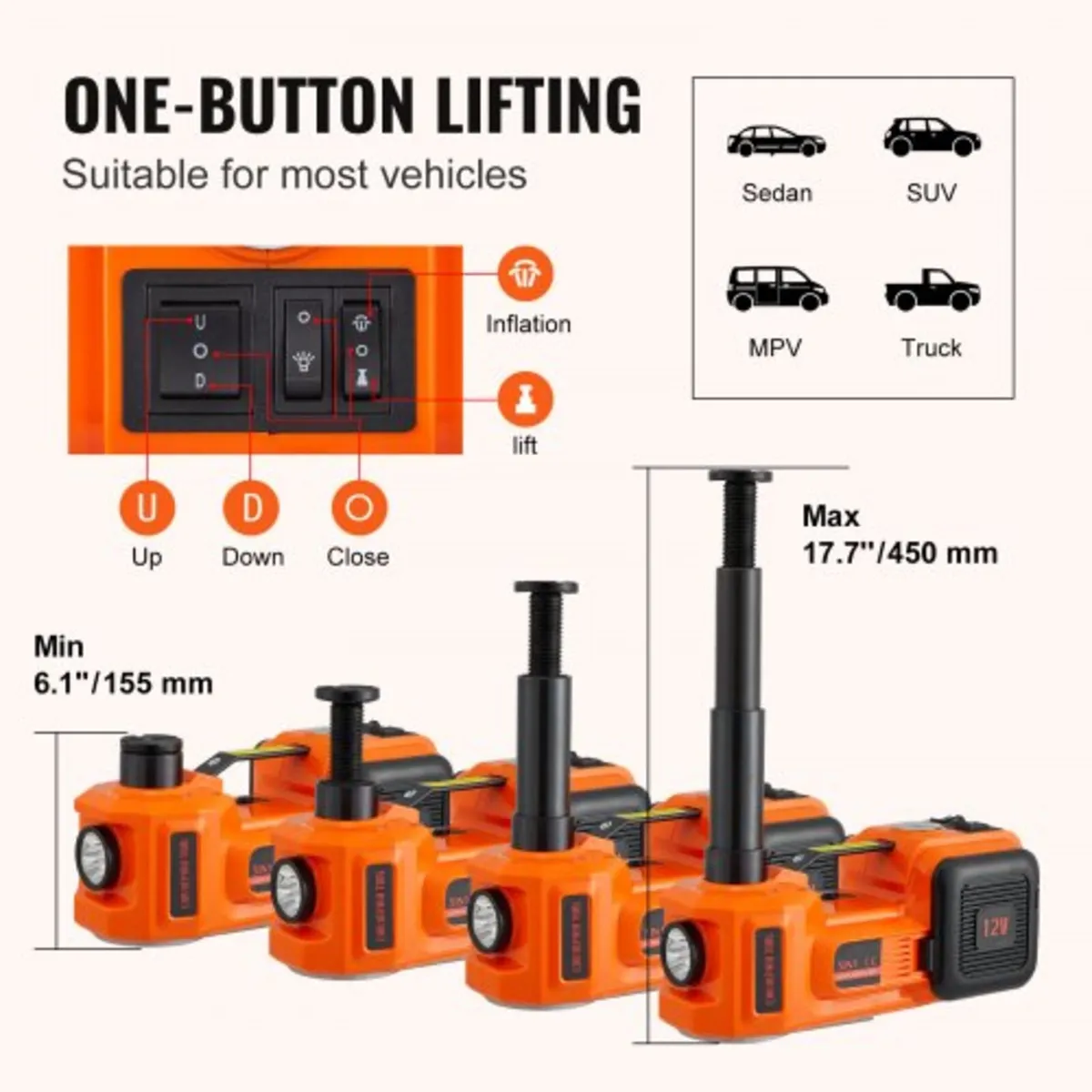 Electric Hydraulic Car Floor Jack 5 Ton 12V Built- - Image 3