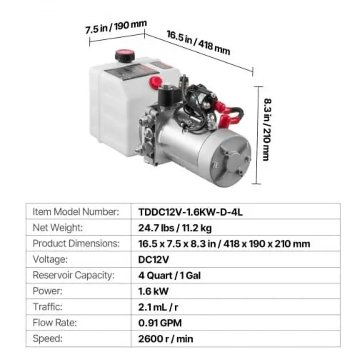 4 L Hydraulic Power Unit, Single Acting Dump Trail - Image 3