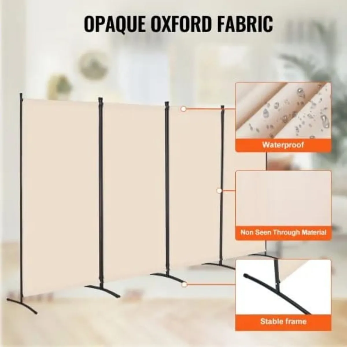 Room Divider, 4 Panels Room Divider, Folding Priva - Image 2