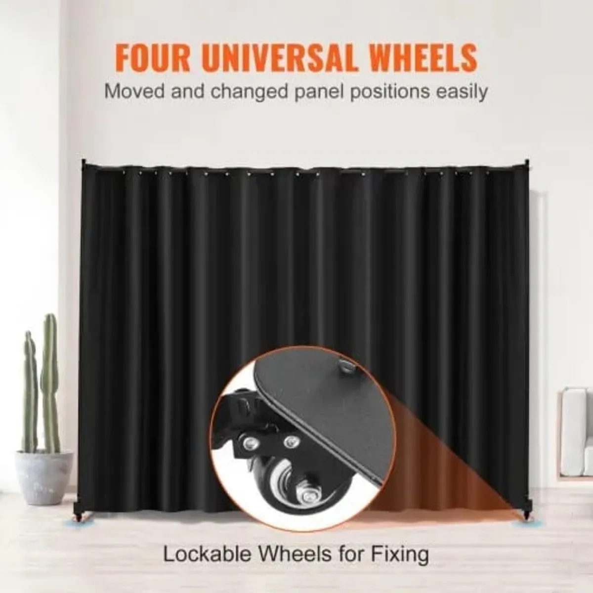 Room Divider, Portable Panel Room Divider with Whe - Image 4