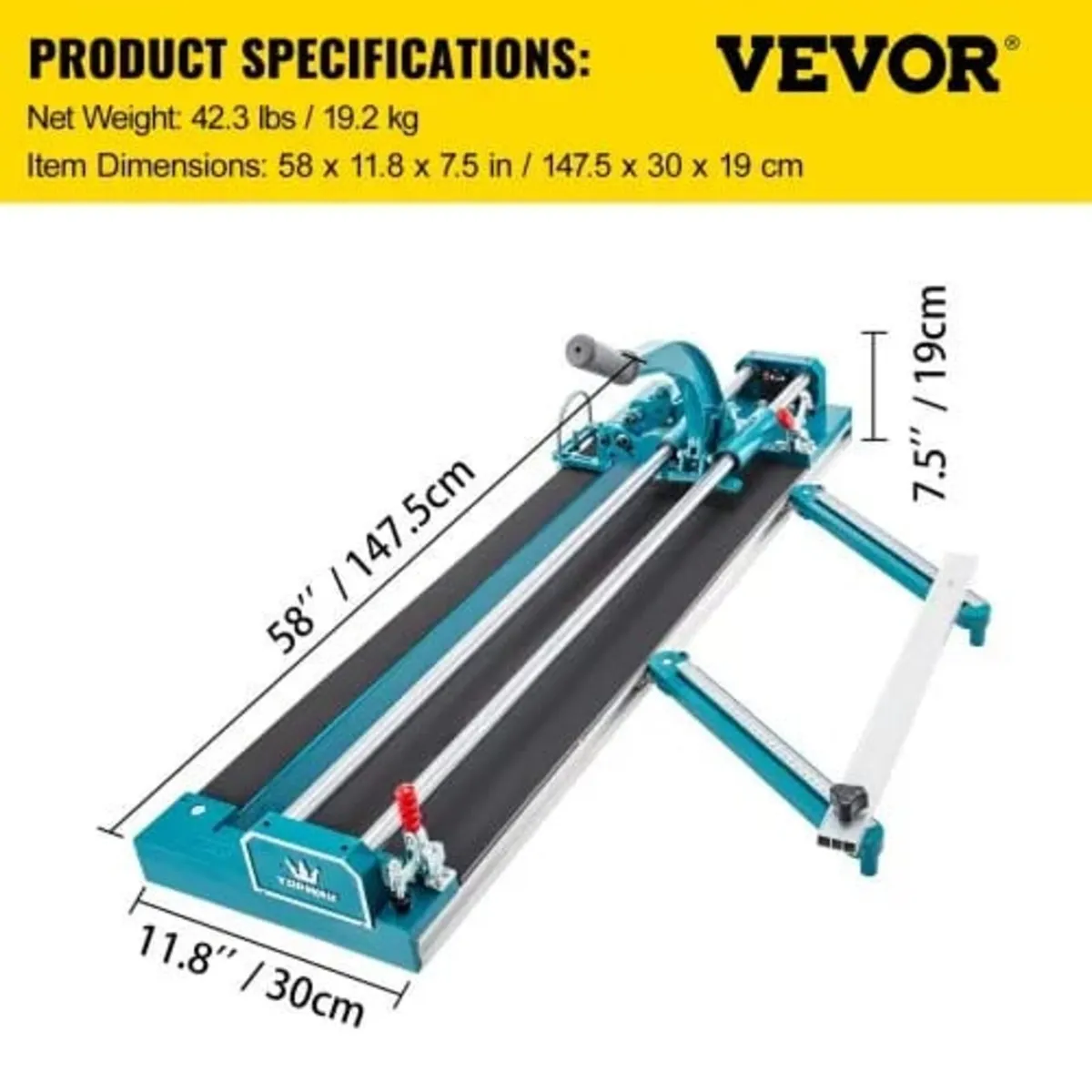47Inch/1200mm Tile Cutter Double Rail Manual Tile - Image 3