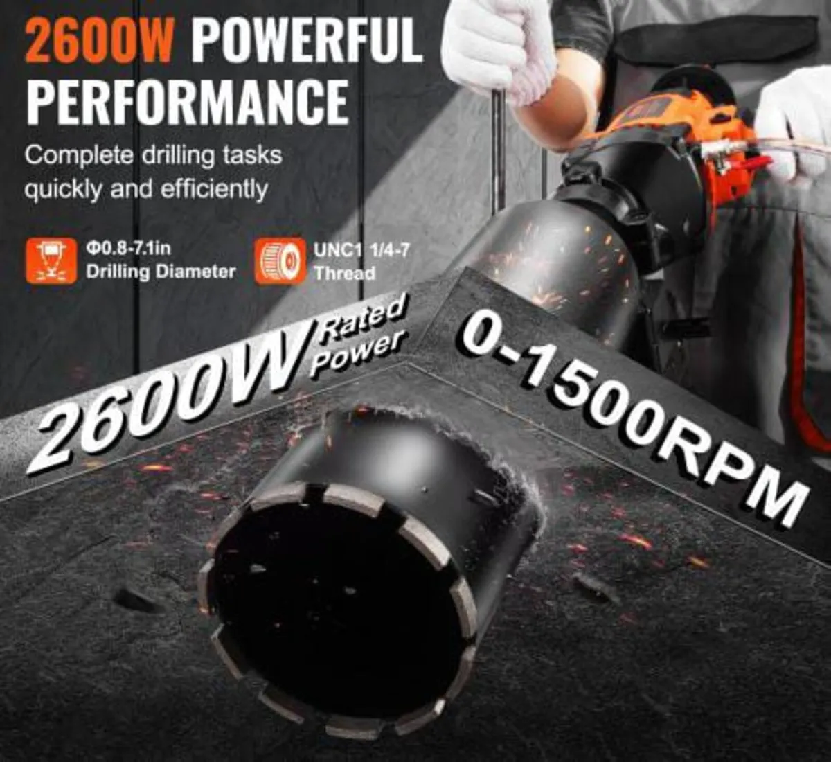 Core Drill Machine 2.03-18 cm Dia 2600W Handheld a - Image 4