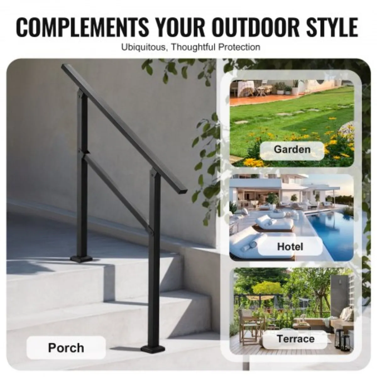 Outdoor Handrails for Steps, 2-3 Step Stair Rail K - Image 2