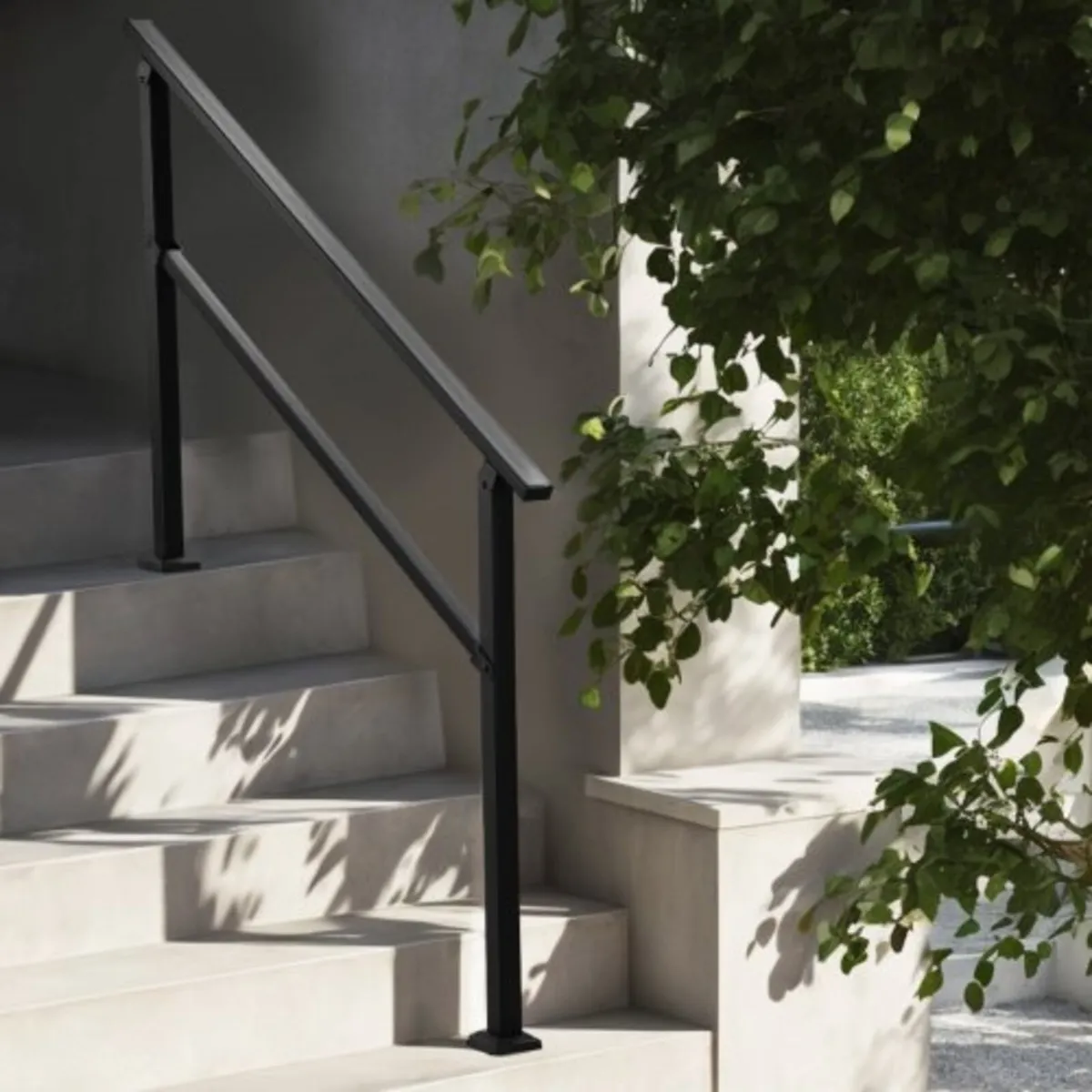 Handrails for Steps, 4-5 Step Stair Rail Kit, Blac - Image 3