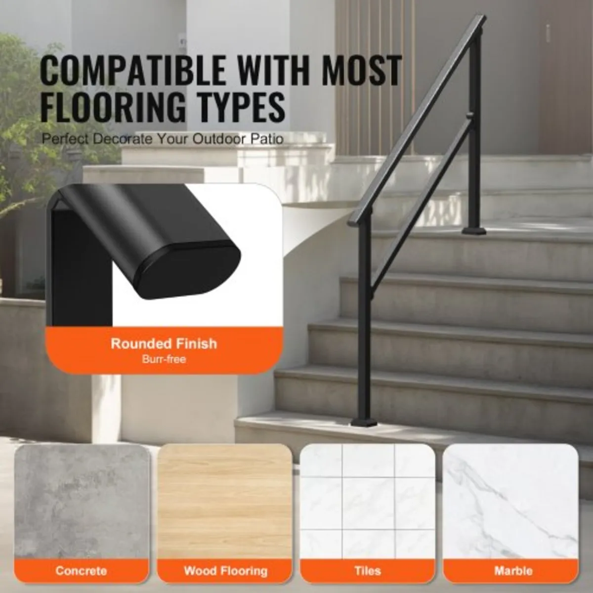 Handrails for Outdoor Steps, 4-5 Step Stair Hand R - Image 4
