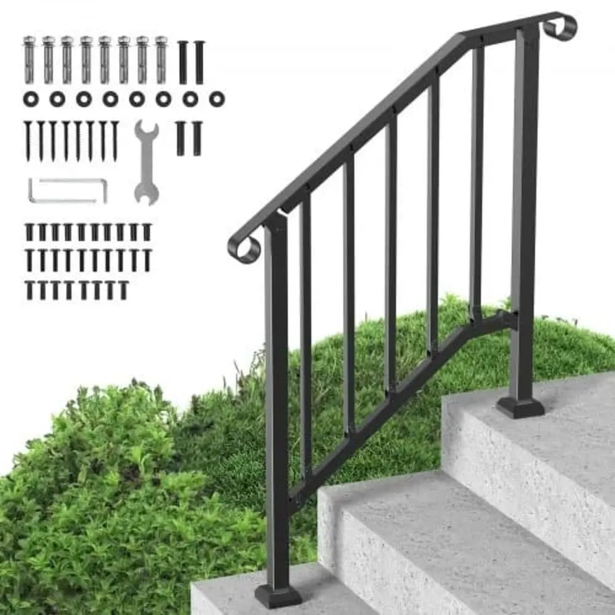 Outdoor Steps, 2-3 Step Stair Hand Rail Kit, Trans - Image 1