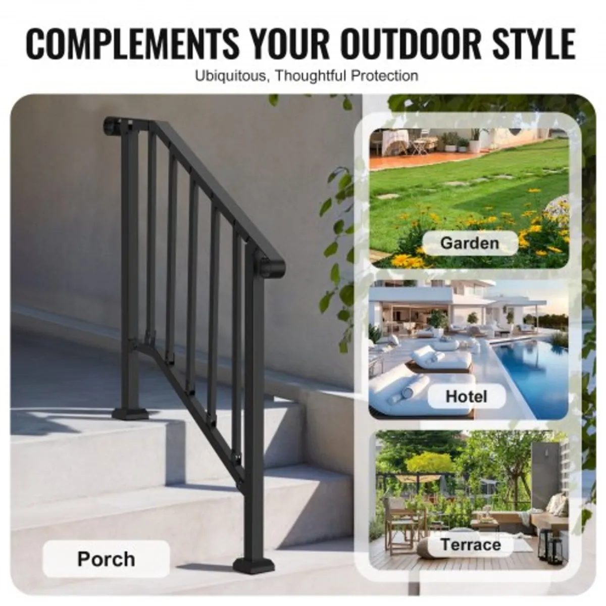 Outdoor Steps, 2-3 Step Stair Hand Rail Kit, Trans - Image 4