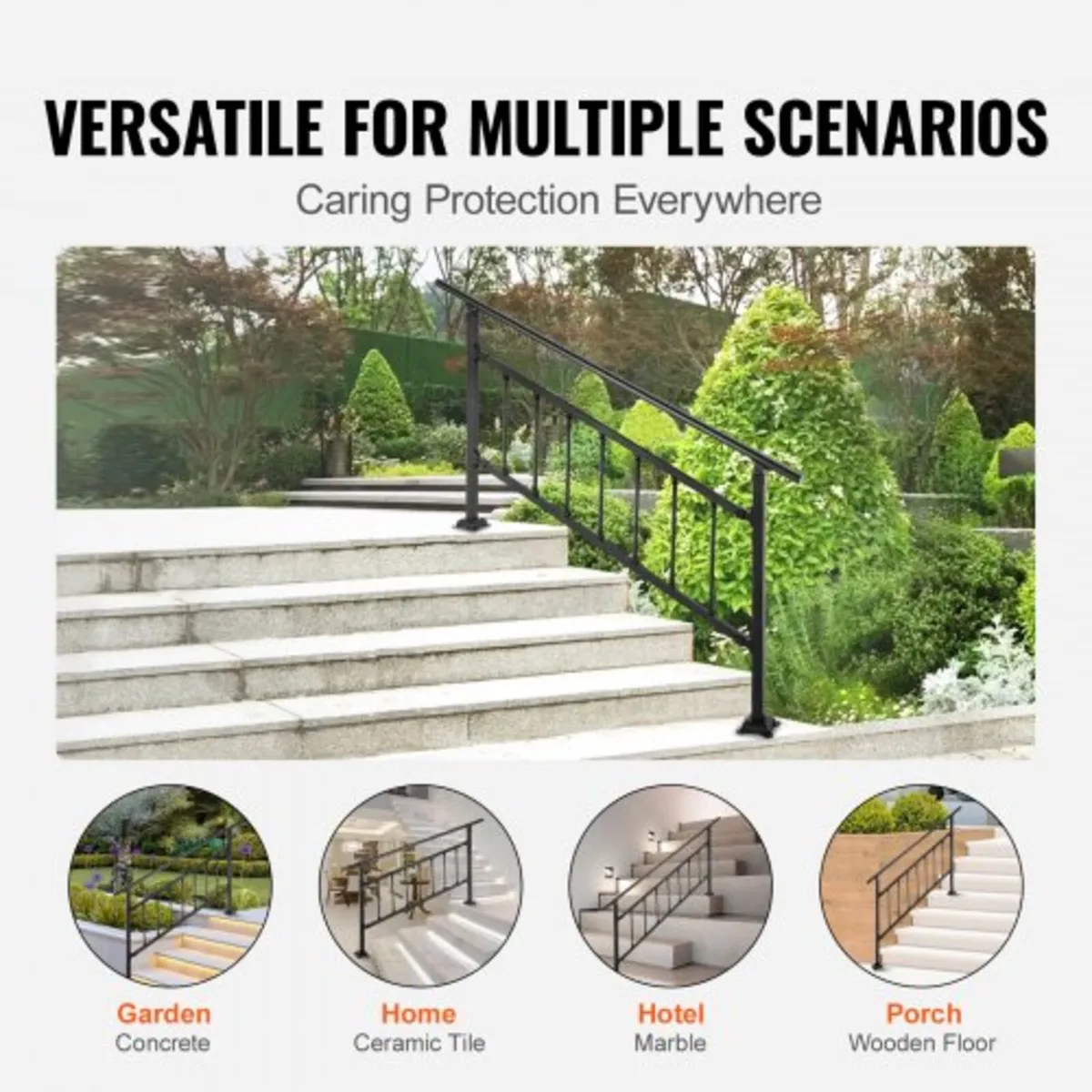 Outdoor Stair Railing, Fits for 1-4 Steps Transiti - Image 4