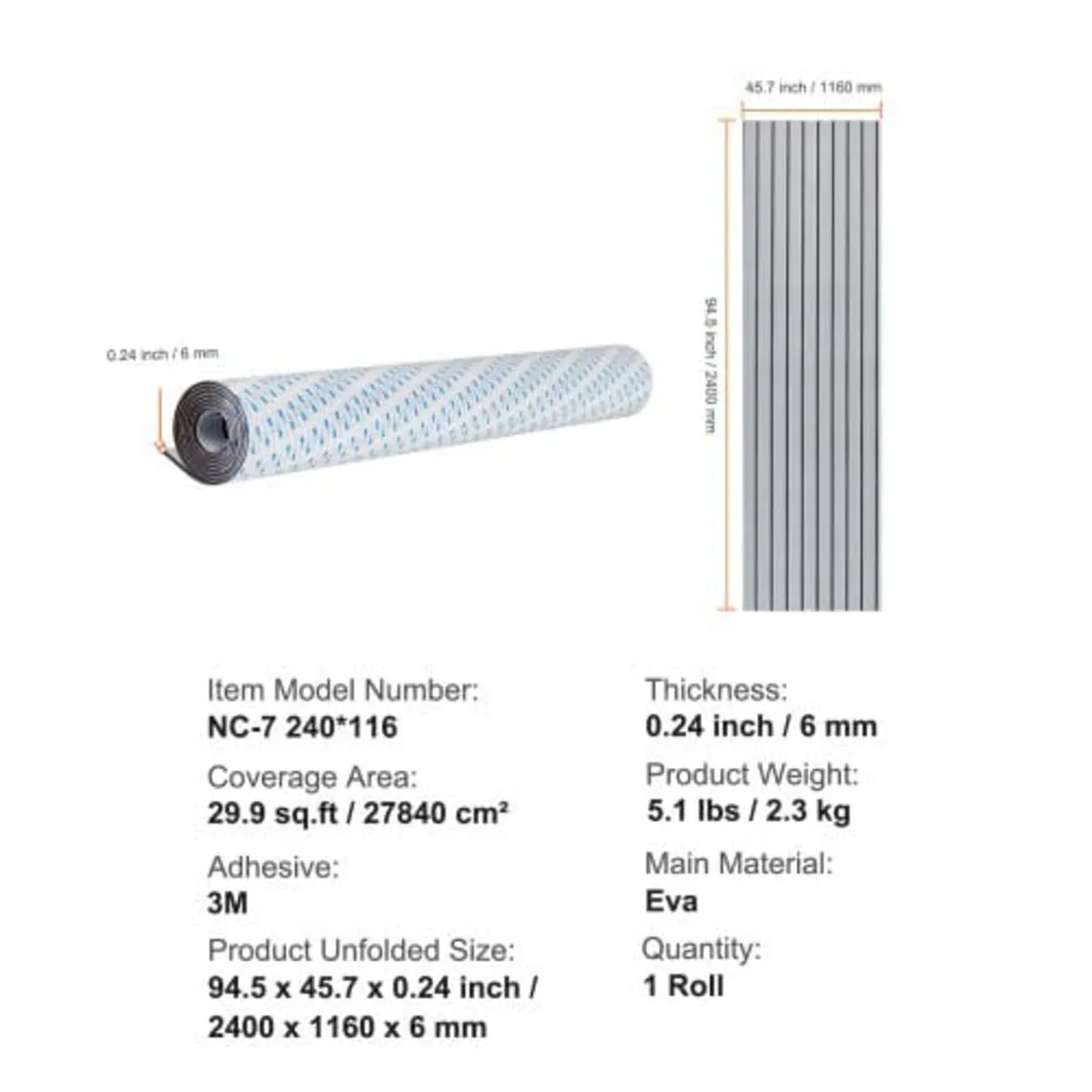 Boat Flooring, EVA Foam Boat Decking 240 x 116.1 c - Image 2