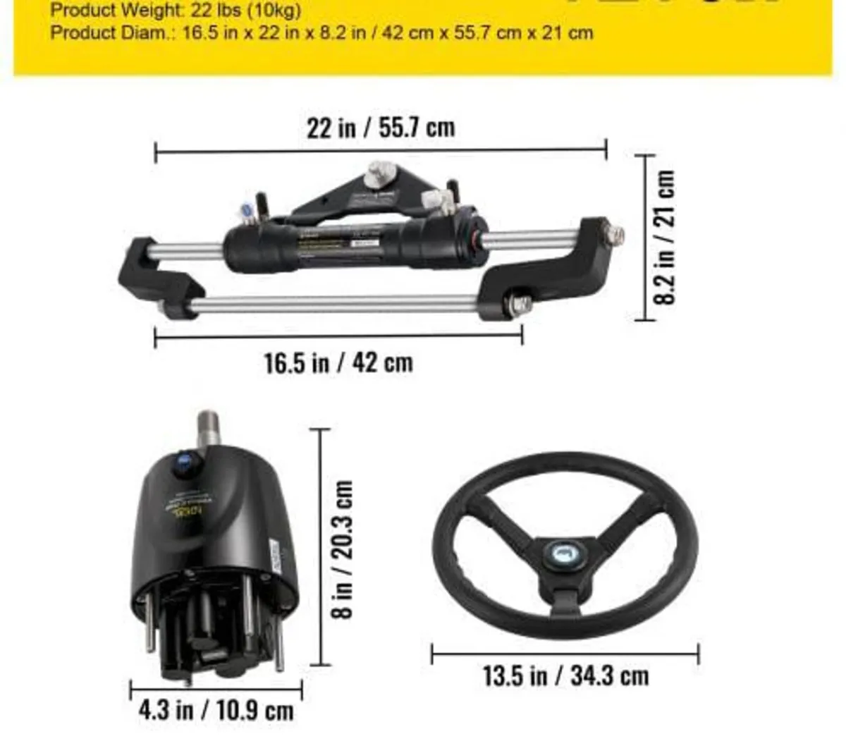 Hydraulic Boat Steering Kit, 300HP Hydraulic Steer - Image 3