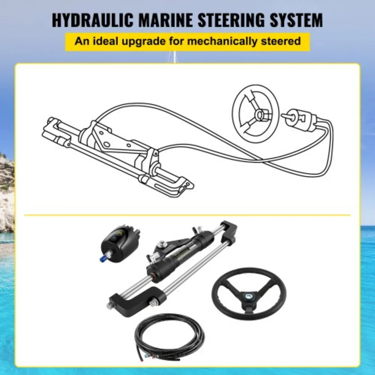 Hydraulic Boat Steering Kit, 300HP Hydraulic Steer - Image 4
