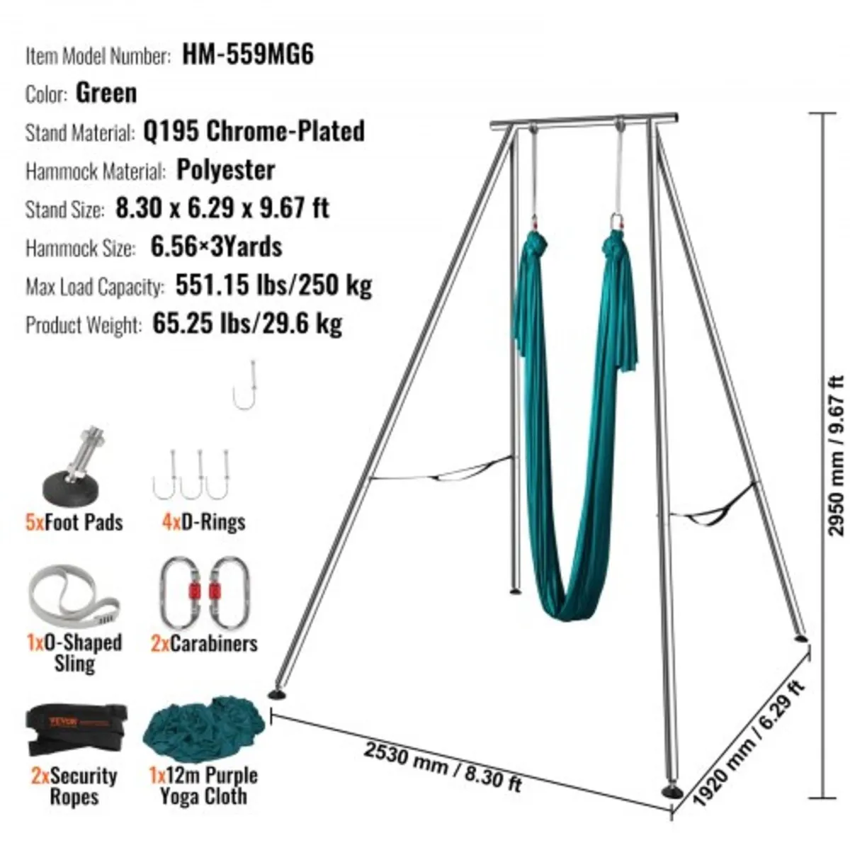 Aerial Yoga Frame & Yoga Hammock, 9.67 ft Height P - Image 2