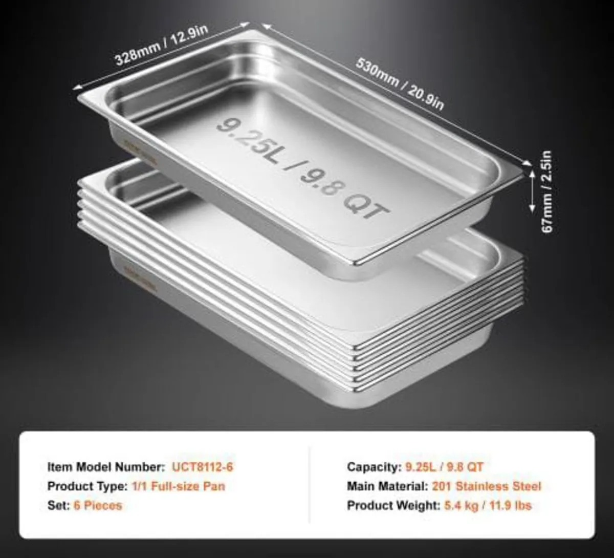 6 Pack Hotel Pans, Full Size Anti-Jam Steam Pan, 0 - Image 4