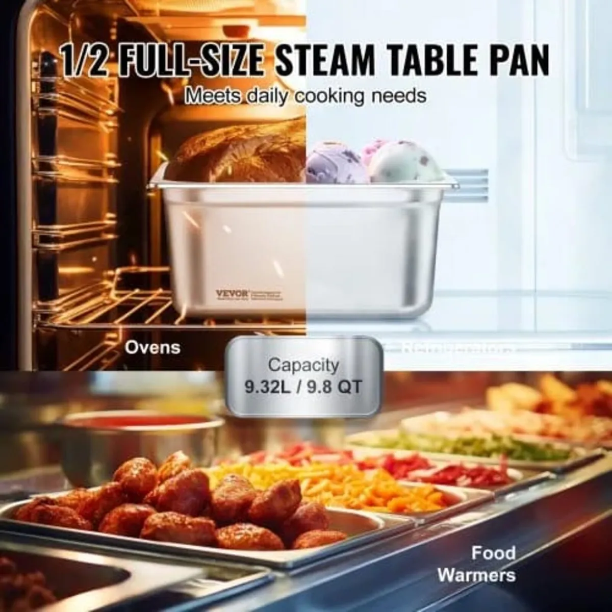 6 Pack Hotel Pans, 1/2 Size Anti-Jam Steam Pan, 0. - Image 3
