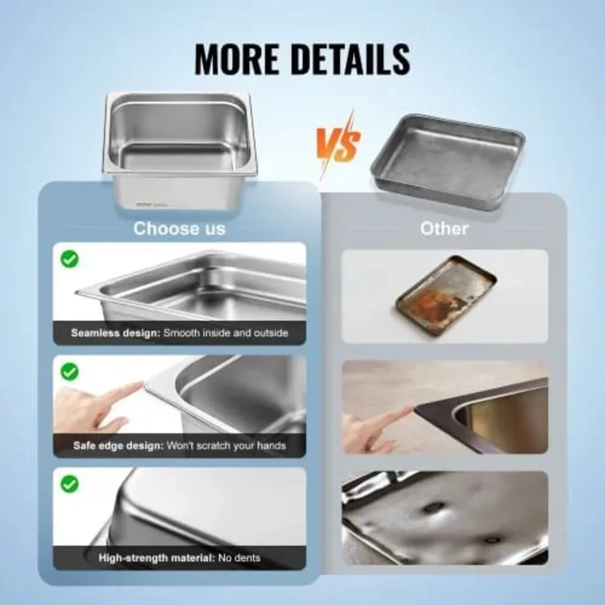 6 Pack Hotel Pans, 1/2 Size Anti-Jam Steam Pan, 0. - Image 4