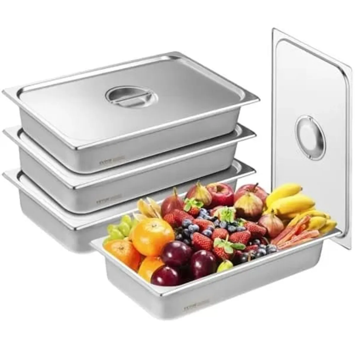 4 Pack Hotel Pans, Full Size Anti-Jam Steam Pan wi - Image 1