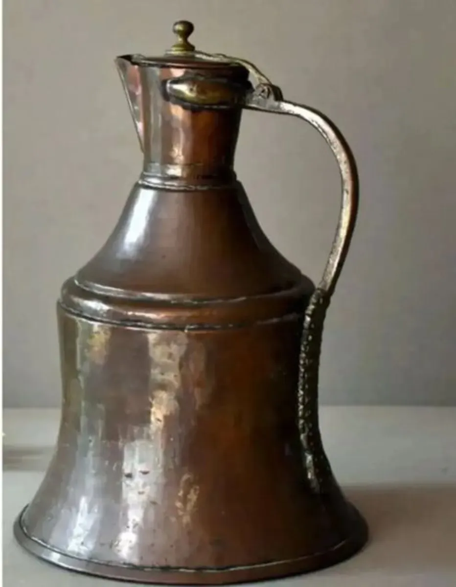 Huge 30" Antique Hammered Copper & Brass Pitcher - Image 3