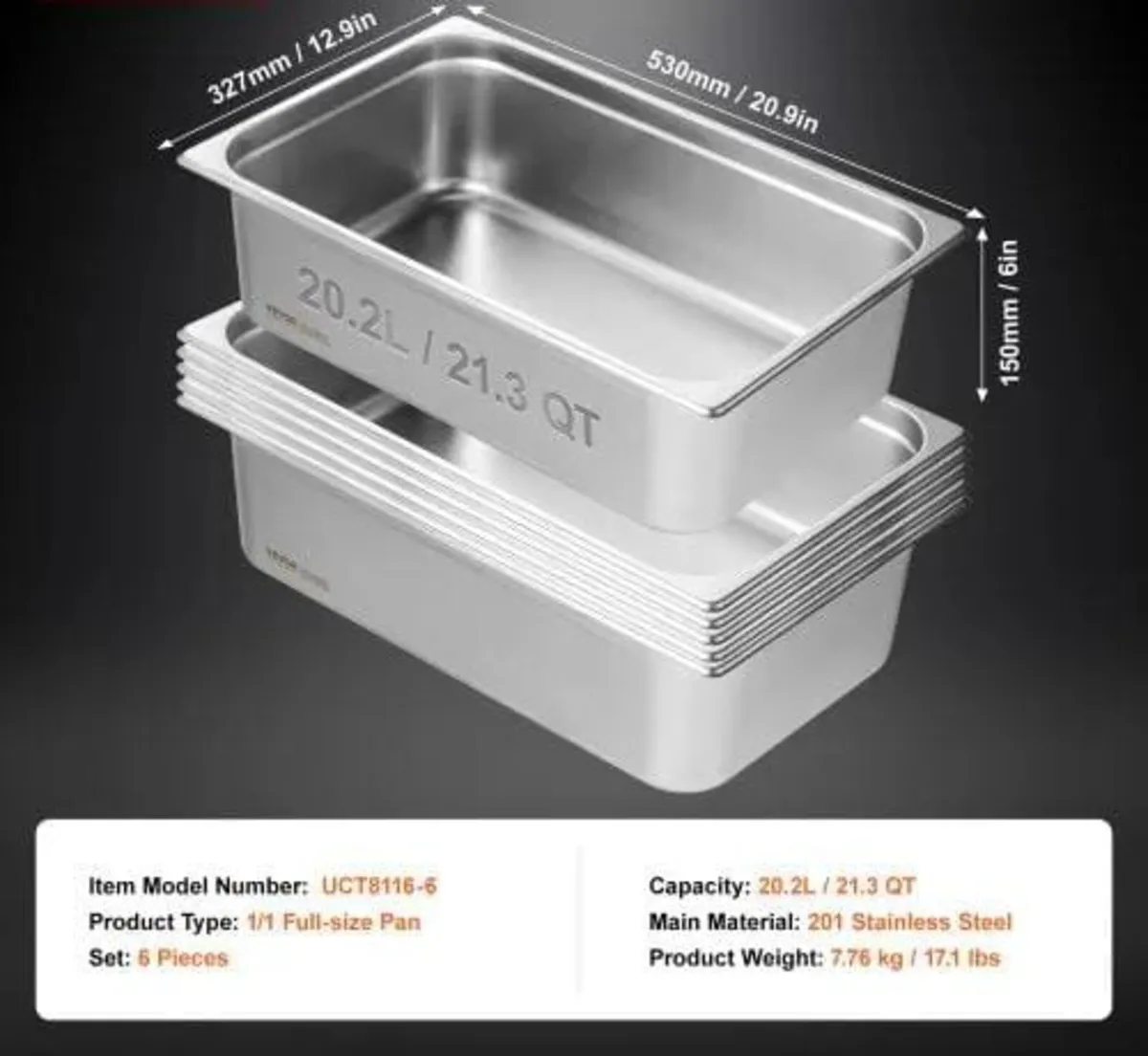 6 Pack Hotel Pans, Full Size Anti-Jam Steam Pan, 0 - Image 4