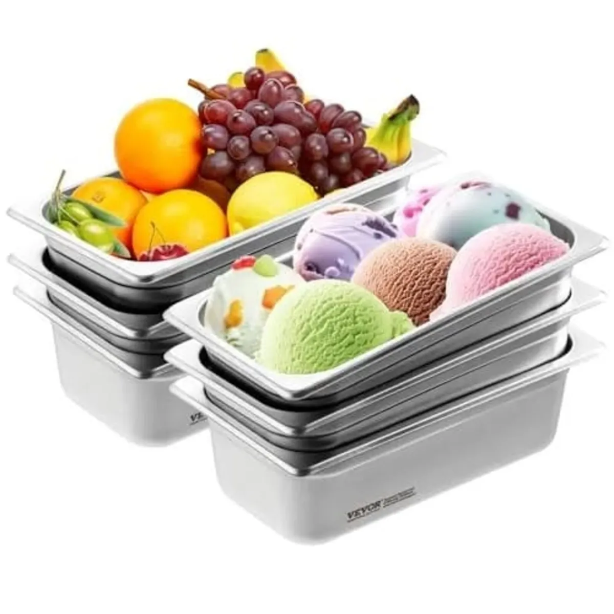 6 Pack Hotel Pans, 1/3 Size Anti-Jam Steam Pan, 0. - Image 1