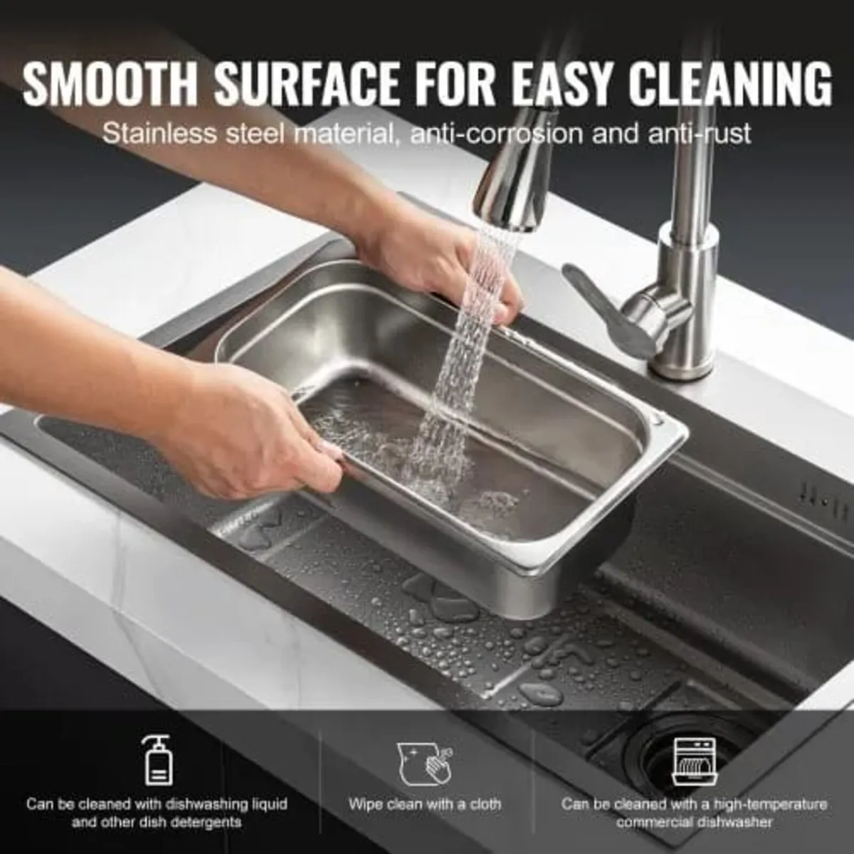 6 Pack Hotel Pans, 1/3 Size Anti-Jam Steam Pan, 0. - Image 2