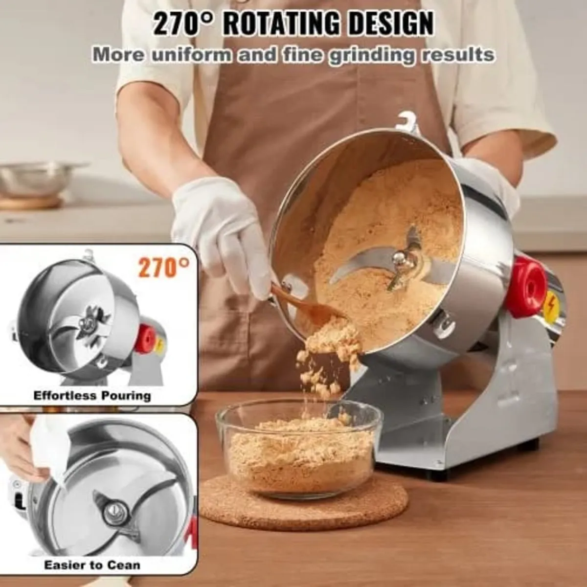 2500g Electric Grain Mill Grinder, High Speed 3400 - Image 4