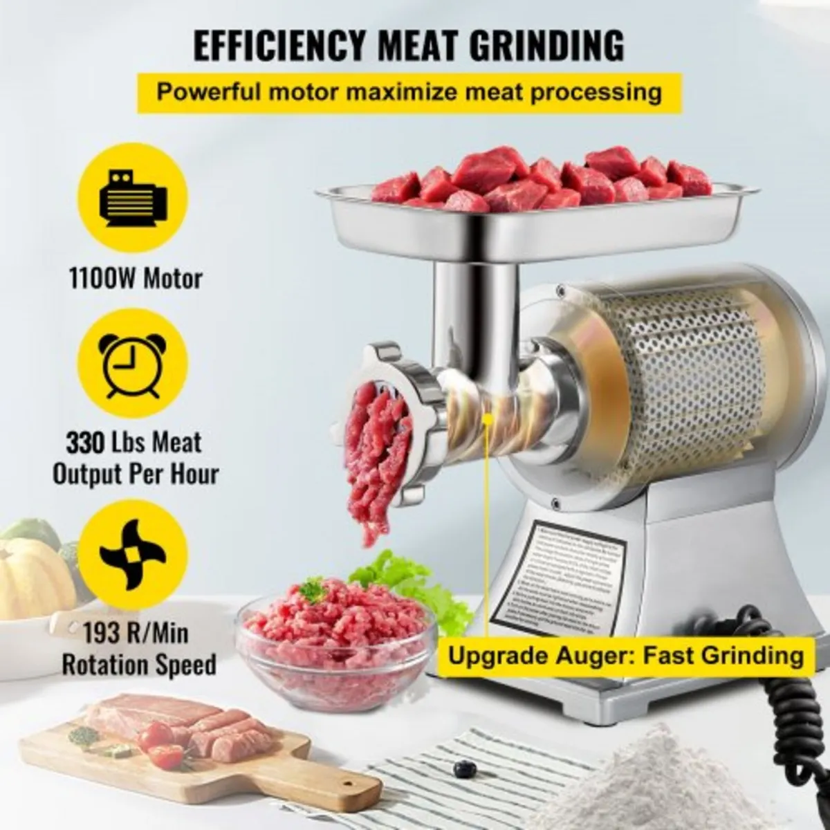 Electric Meat Mincer, 1100W 330LBS/H Capacity Meat - Image 2