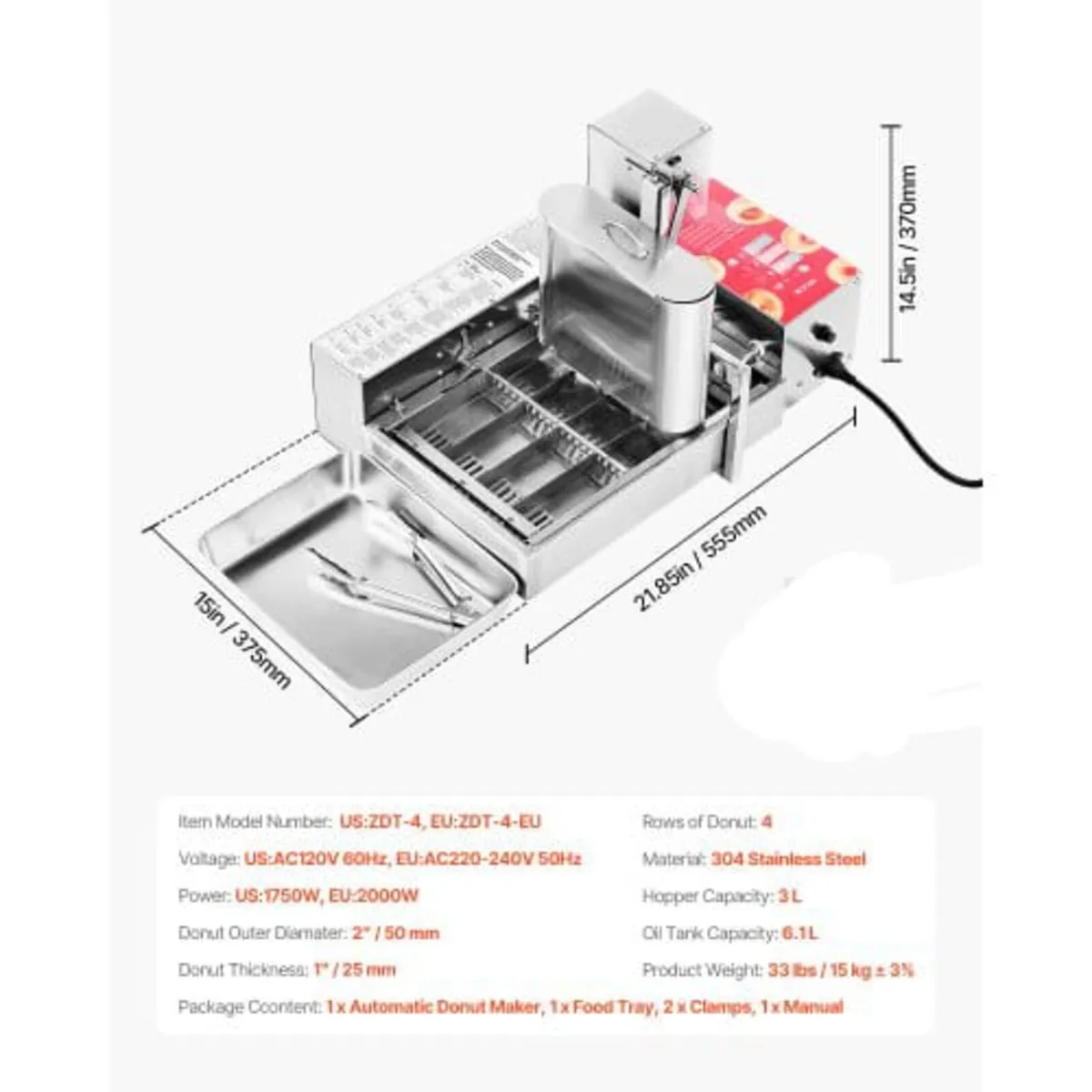 Commercial Automatic Donuts Machine, 4 Rows Donuts - Image 2