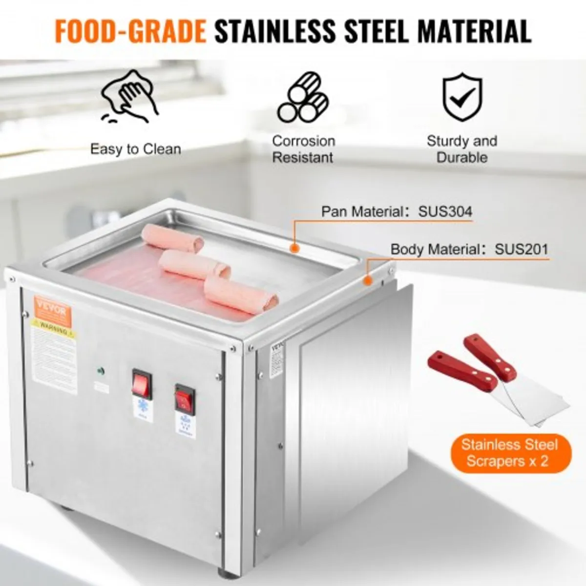 Fried Ice Cream Roll Machine, 11" x 9.5" Stir-Frie - Image 4