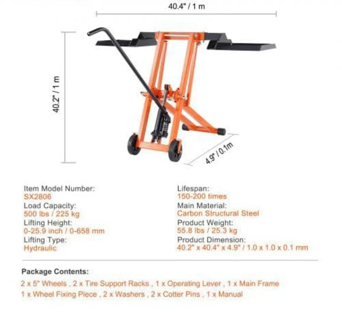 Lawn Mower Lift with Hydraulic Jack, 500 Lbs Weigh - Image 2