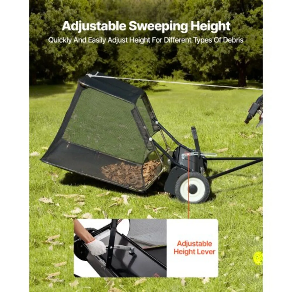 52" Tow Behind Lawn Sweeper, 26 cu.ft. Large Yard - Image 2