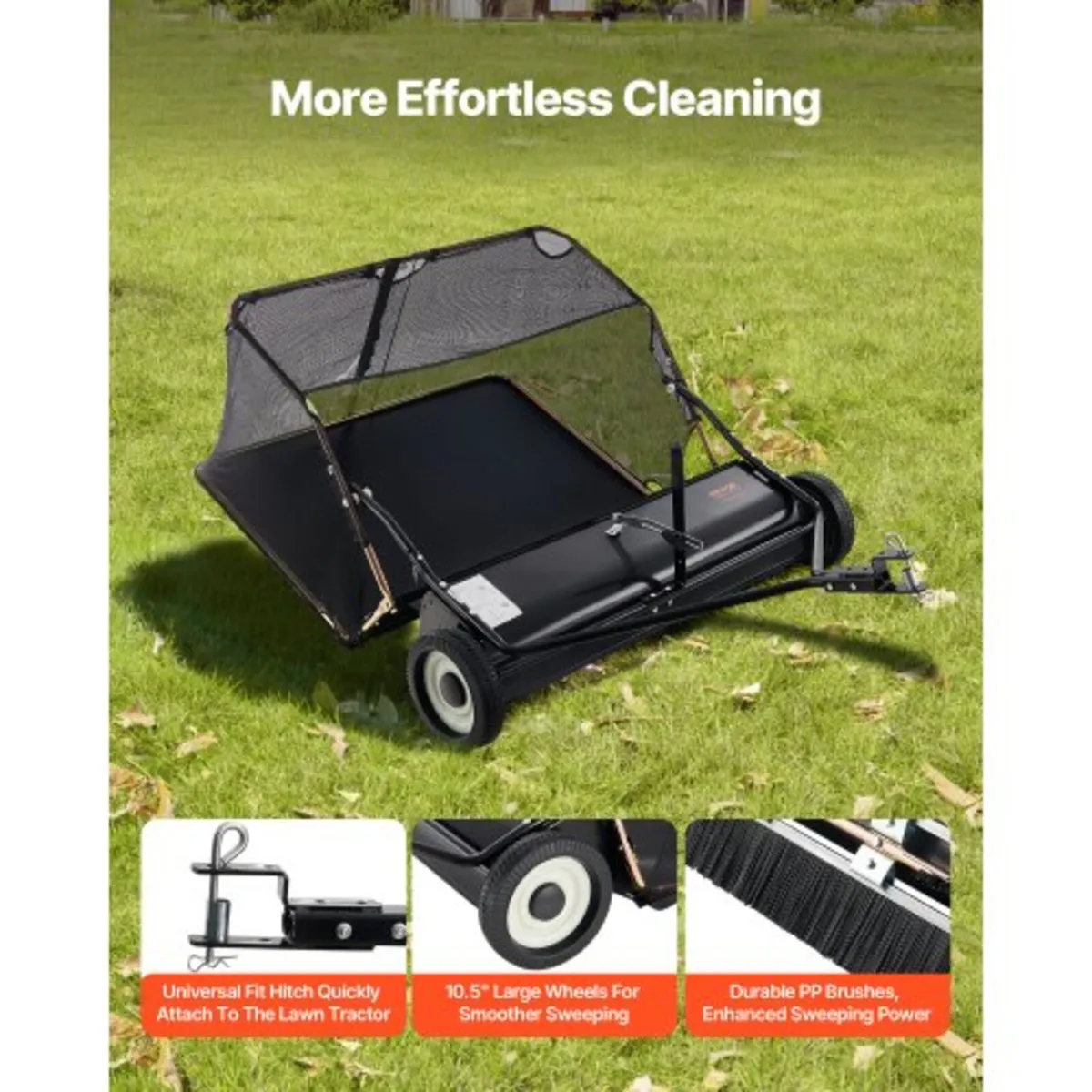 52" Tow Behind Lawn Sweeper, 26 cu.ft. Large Yard - Image 3