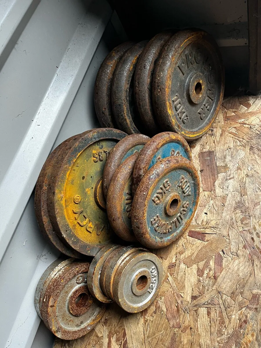 85kg standard 1” diameter cast iron weights - Image 4