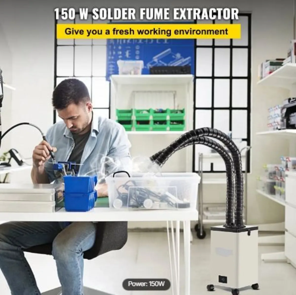 Solder Fume Extractor, 150W 106 CFM Smoke Absorbe - Image 2