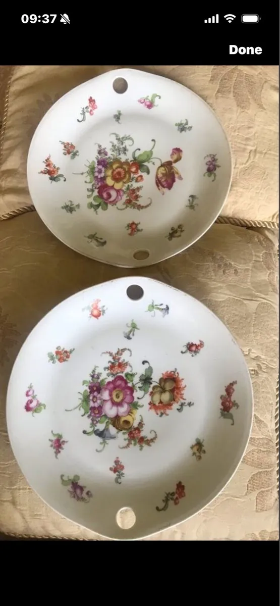 Antique Hand Painted Meissen Plate Set - Image 1