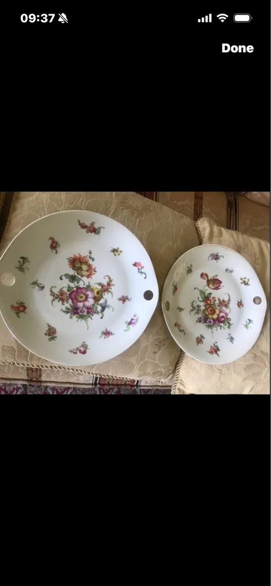 Antique Hand Painted Meissen Plate Set - Image 2
