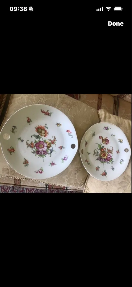 Antique Hand Painted Meissen Plate Set - Image 3