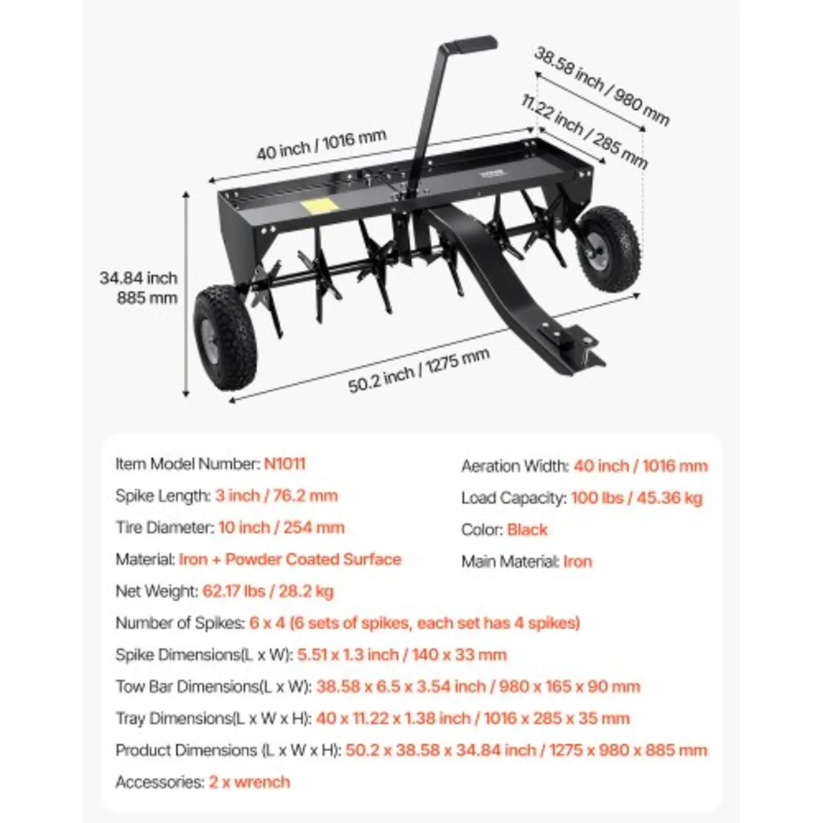 Tow Behind Plug Aerator, 40-Inch Tow Behind Lawn P - Image 2