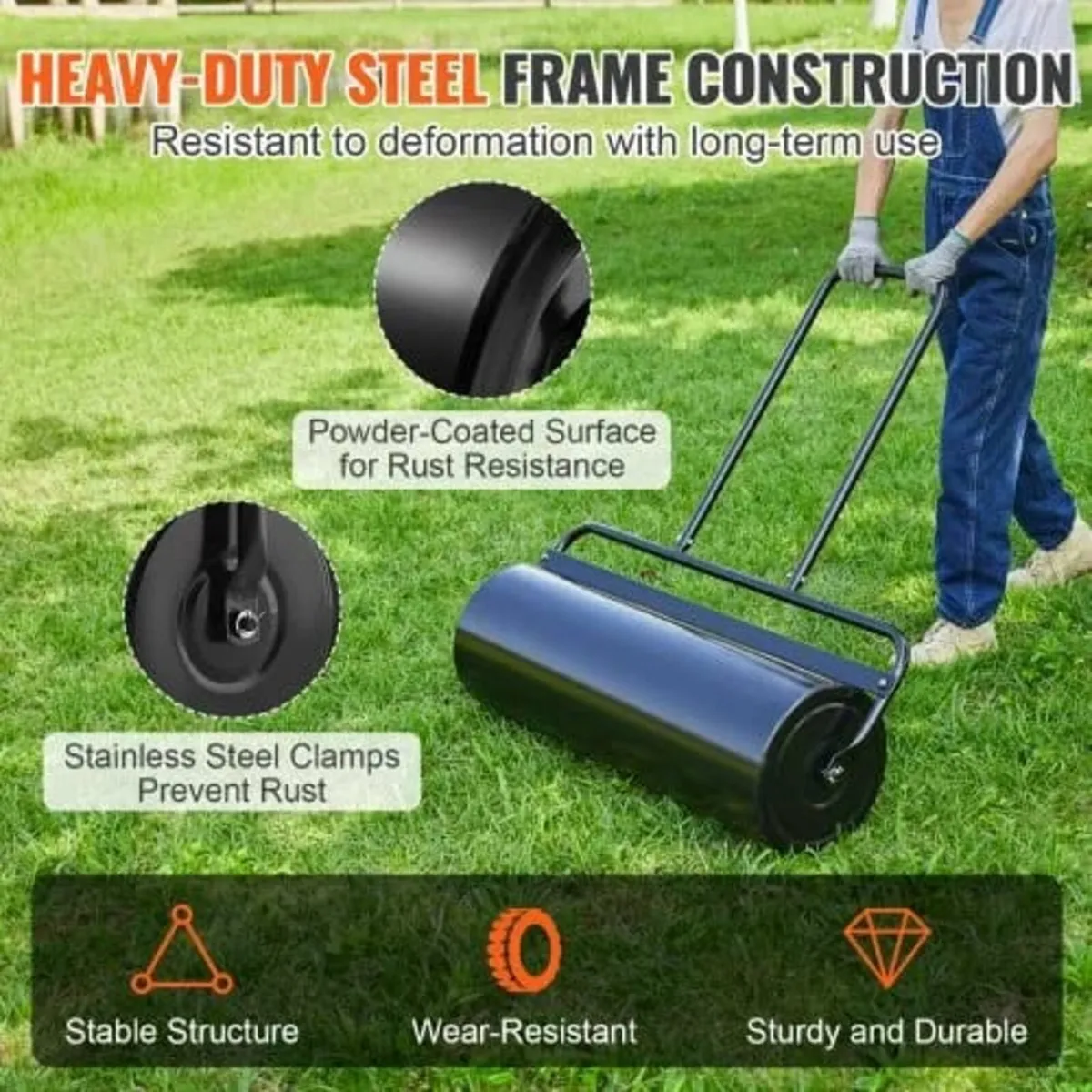 Lawn Roller, 17 Gallon Sand/Water Filled Yard Roll - Image 2