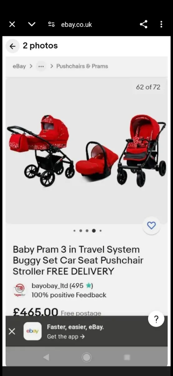 Was £465 flower Travel system pram set with extras - Image 1