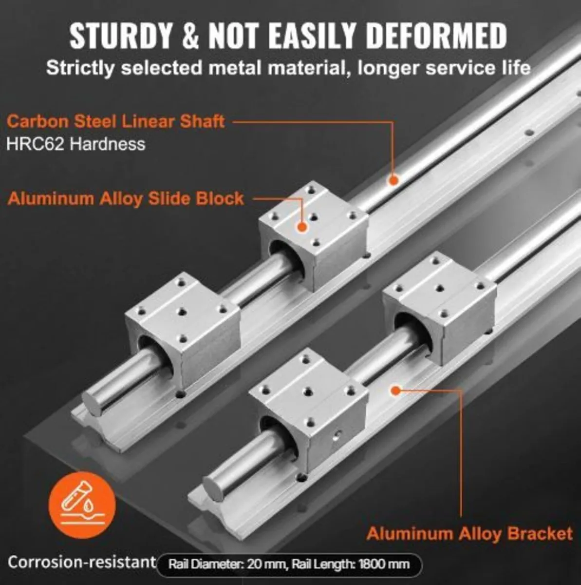 Linear Guide Rail Set, SBR20 1800mm - Image 1