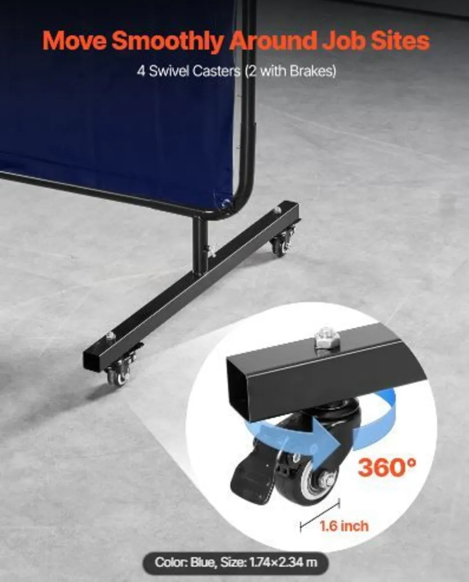 Welding Screen with Frame, 1.74 x 2.34m - Image 4