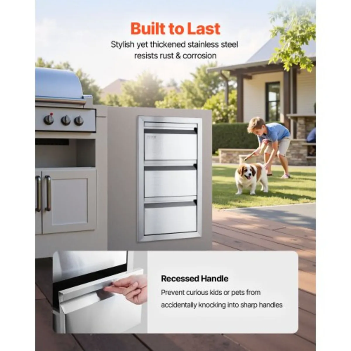 201 Stainless Steel Triple Access Drawer Outdoor K - Image 3