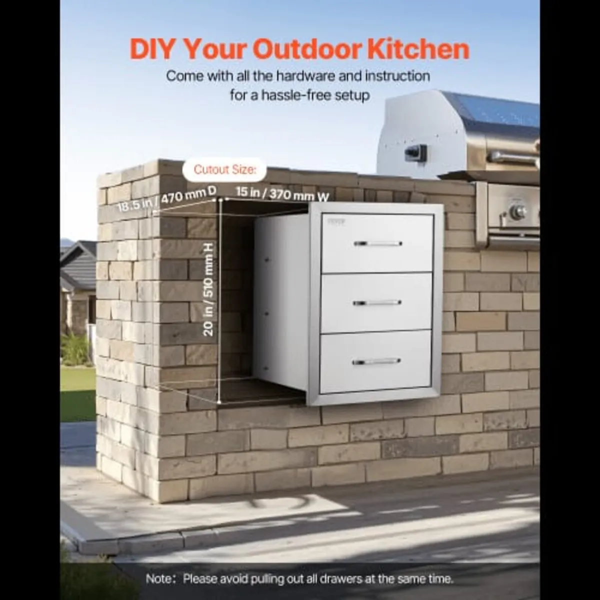 Outdoor Kitchen Drawers 16" W x 21.5" H x 18" D - Image 2