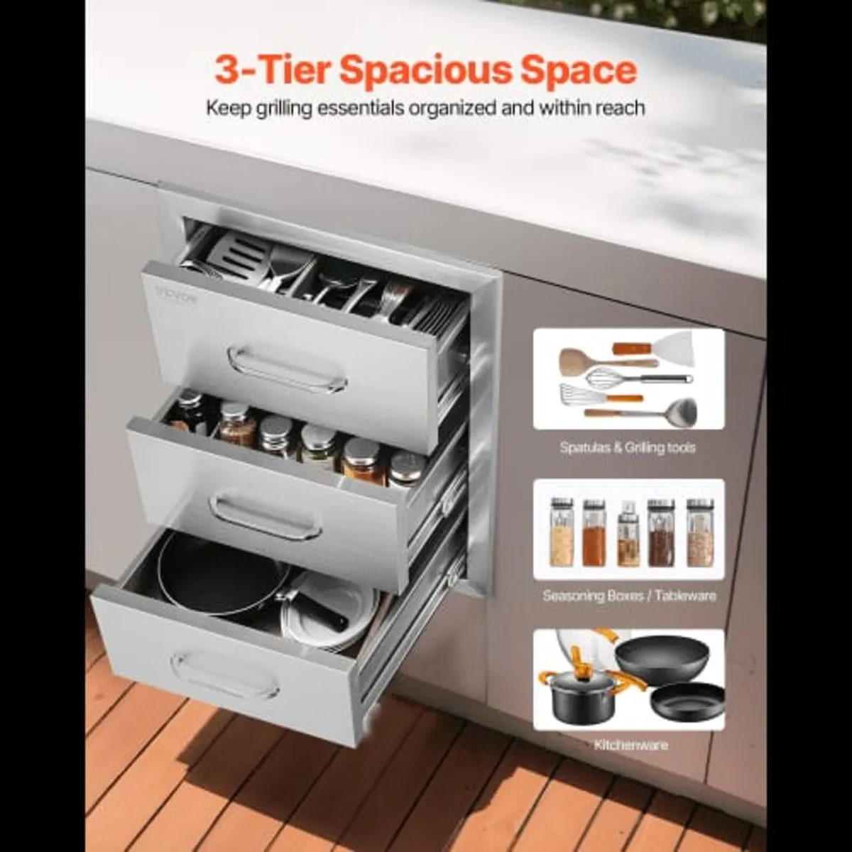 Outdoor Kitchen Drawers 16" W x 21.5" H x 18" D - Image 4