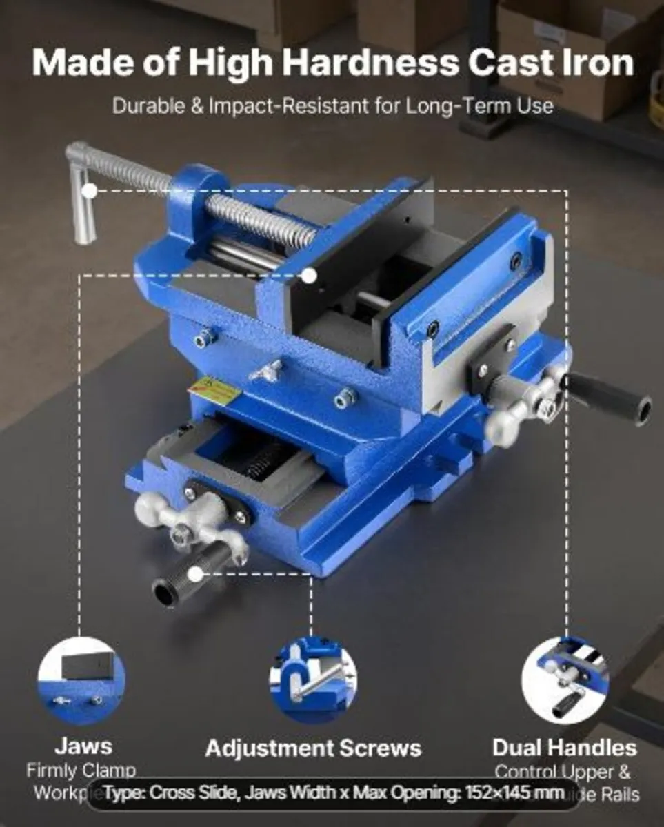 Cross Slide Drill Press Vise, 6 Inch Jaw Width - Image 4