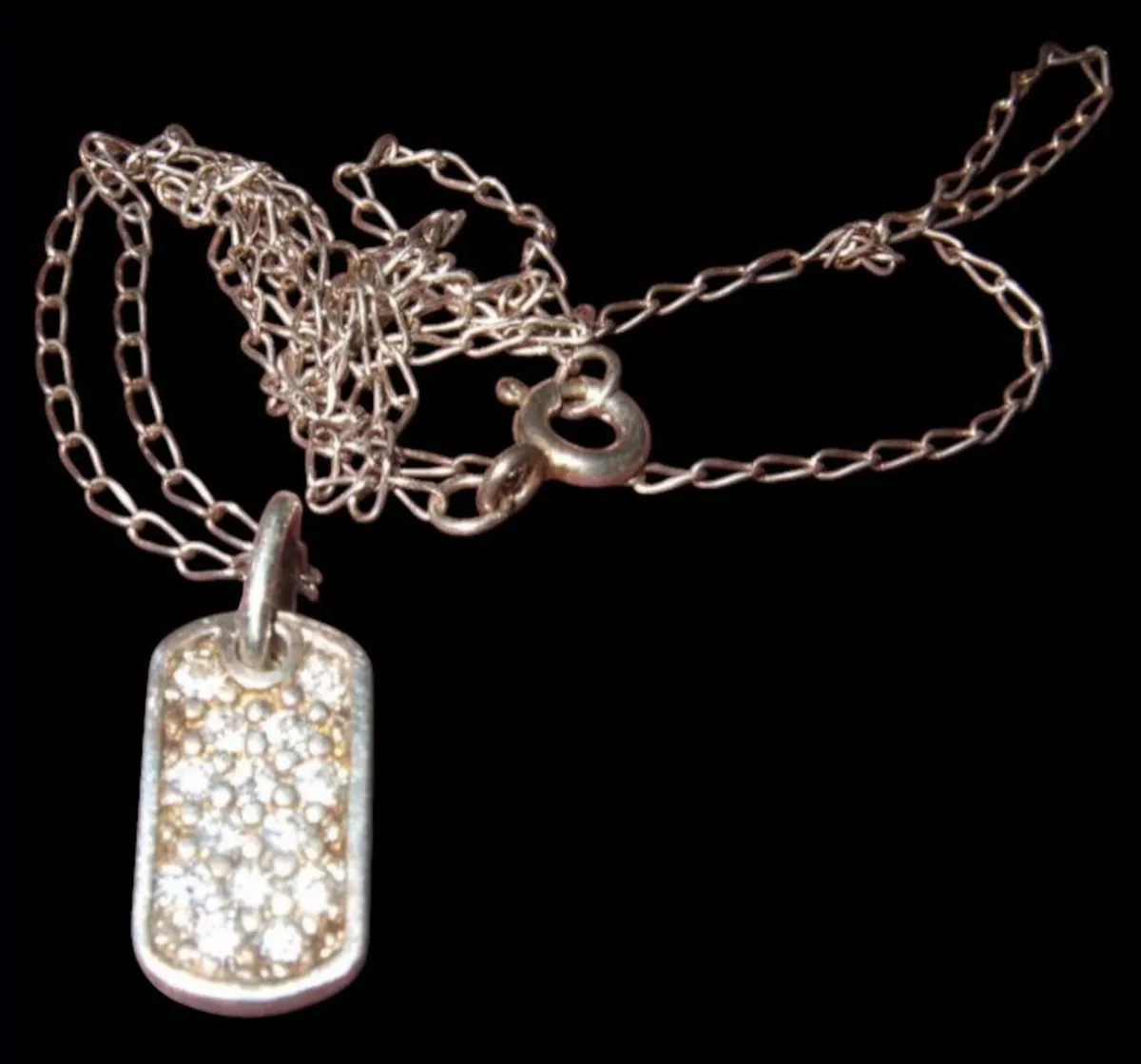Vintage Hallmarked Silver/Sapphire Pendant/Chain - Image 1